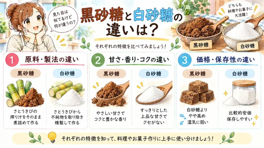 黒砂糖と白砂糖の違いは?