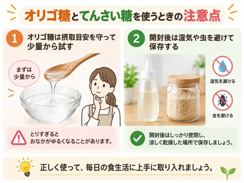 オリゴ糖とてんさい糖を使うときの注意点