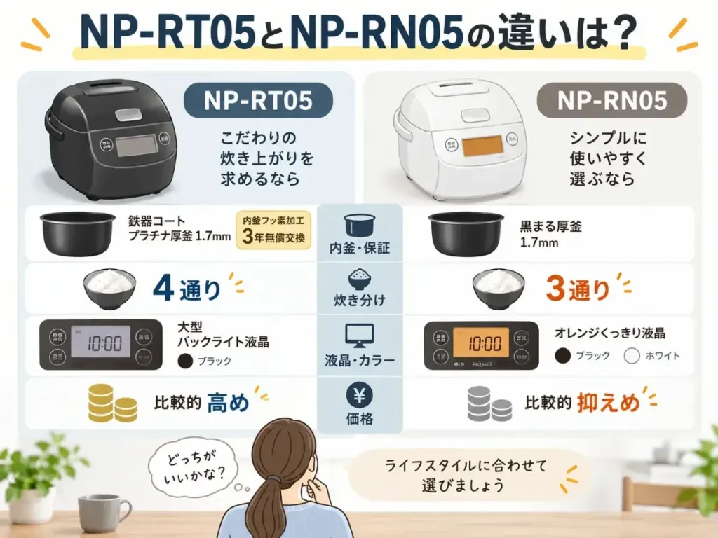 NP-RT05とNP-RN05の違いは？