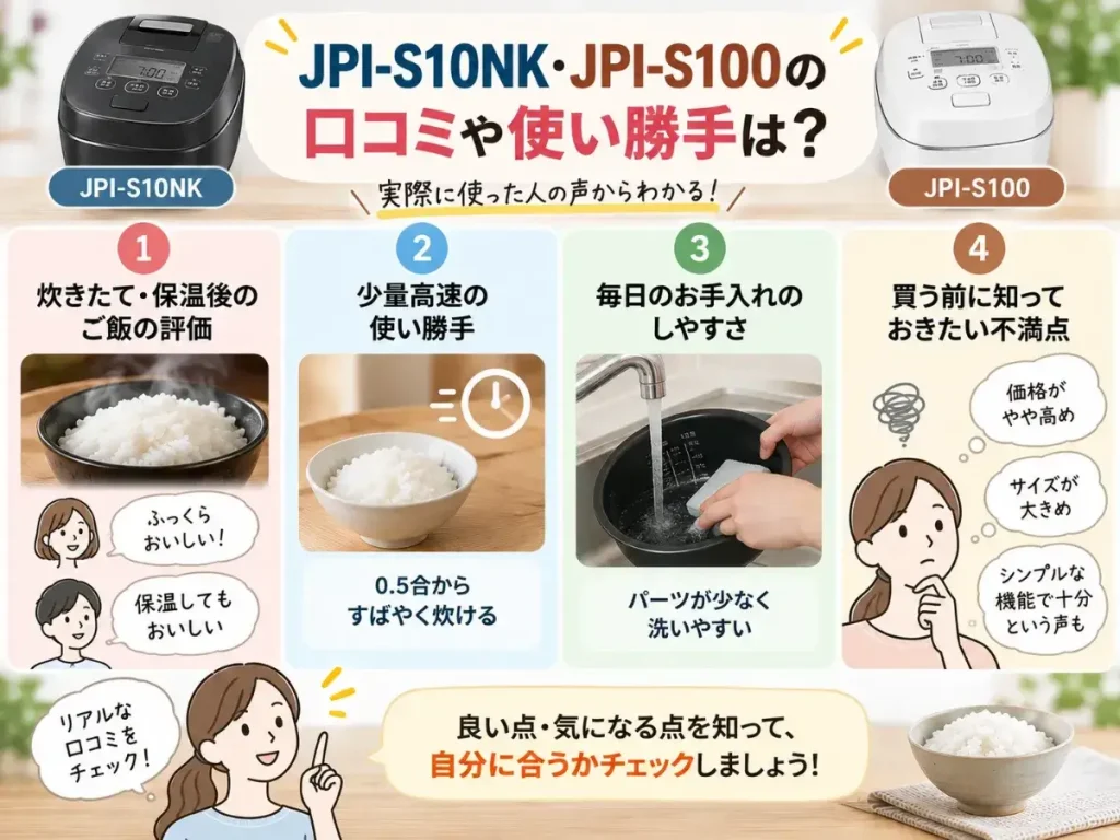 JPI-S10NK・JPI-S100の口コミや使い勝手は?