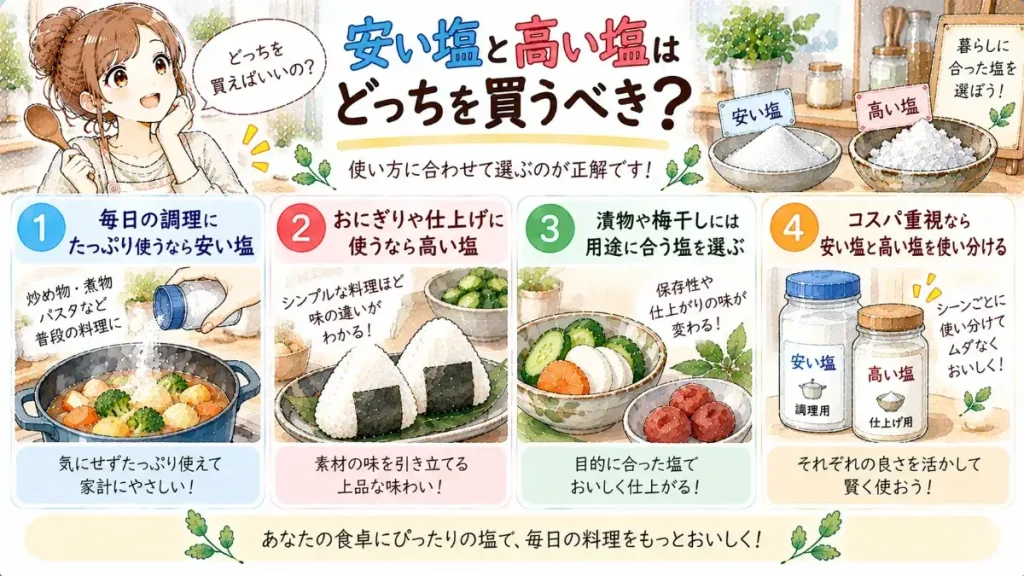 安い塩と高い塩はどっちを買うべき？