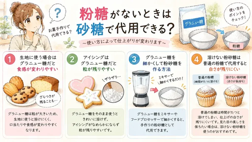 粉糖がないときは砂糖で代用できる？