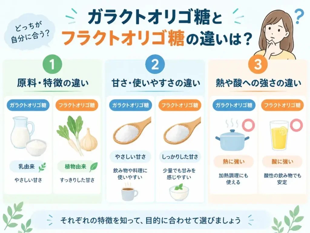 ガラクトオリゴ糖とフラクトオリゴ糖の違いは?