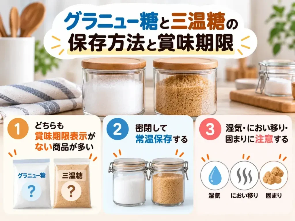 グラニュー糖と三温糖の保存方法と賞味期限