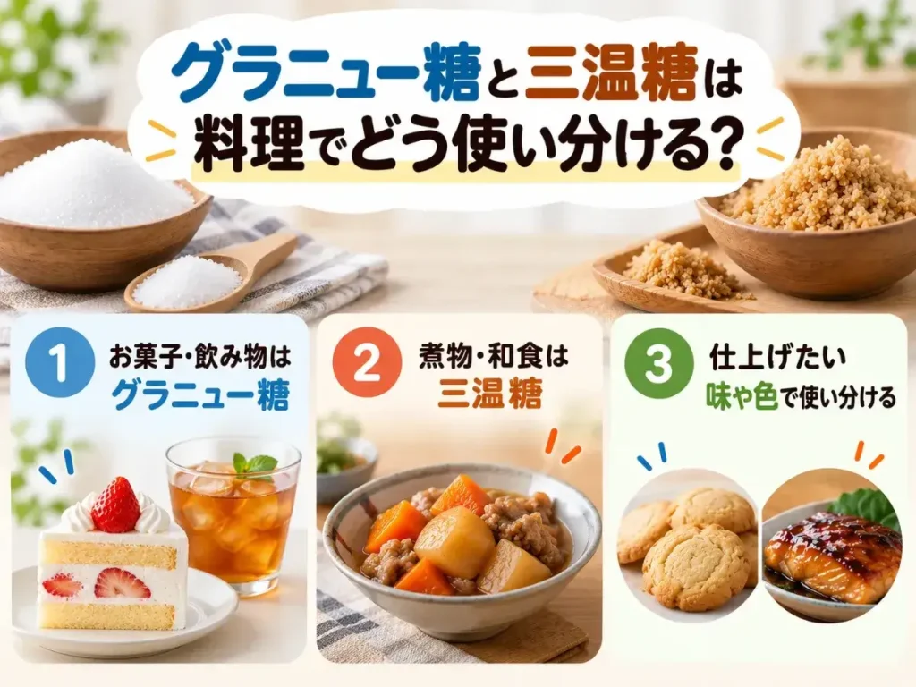 グラニュー糖と三温糖は料理でどう使い分ける？