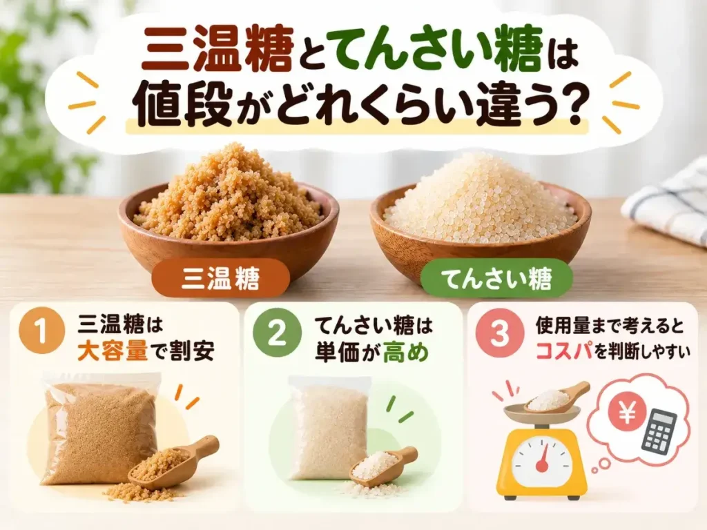 三温糖とてんさい糖は値段がどれくらい違う？