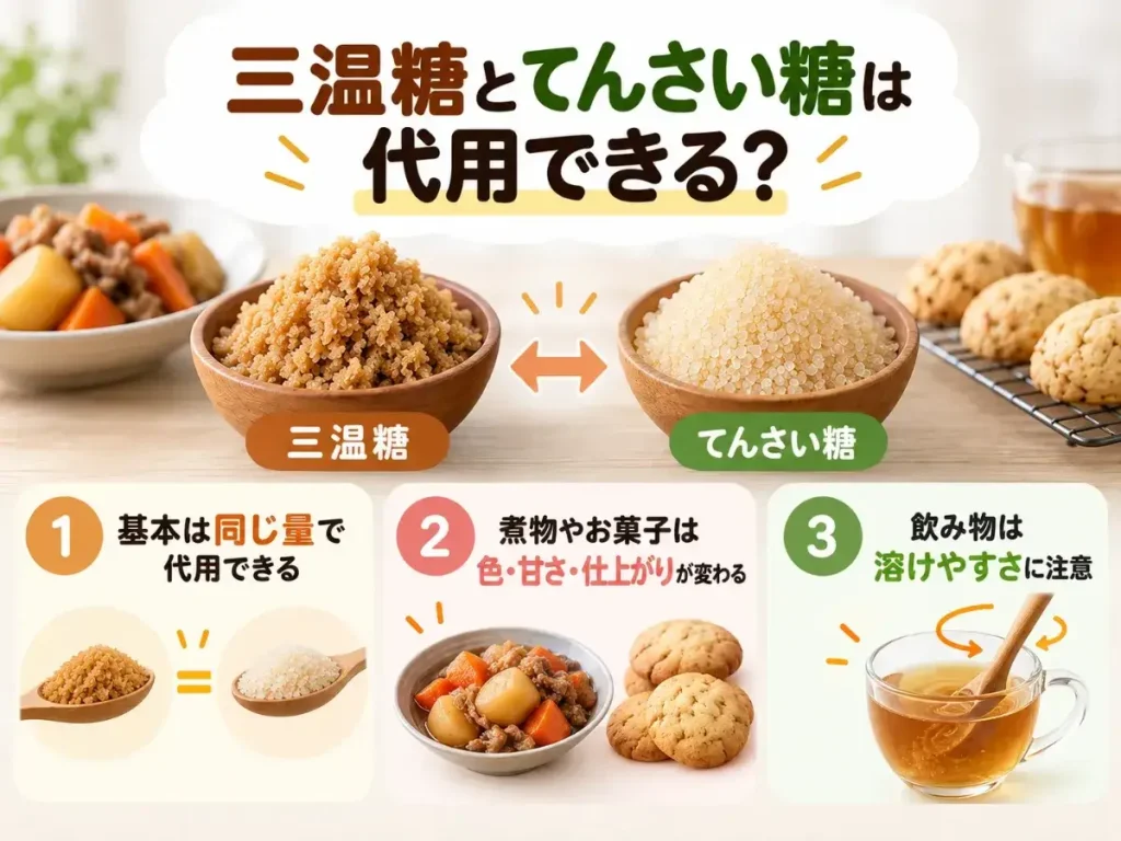 三温糖とてんさい糖は代用できる？