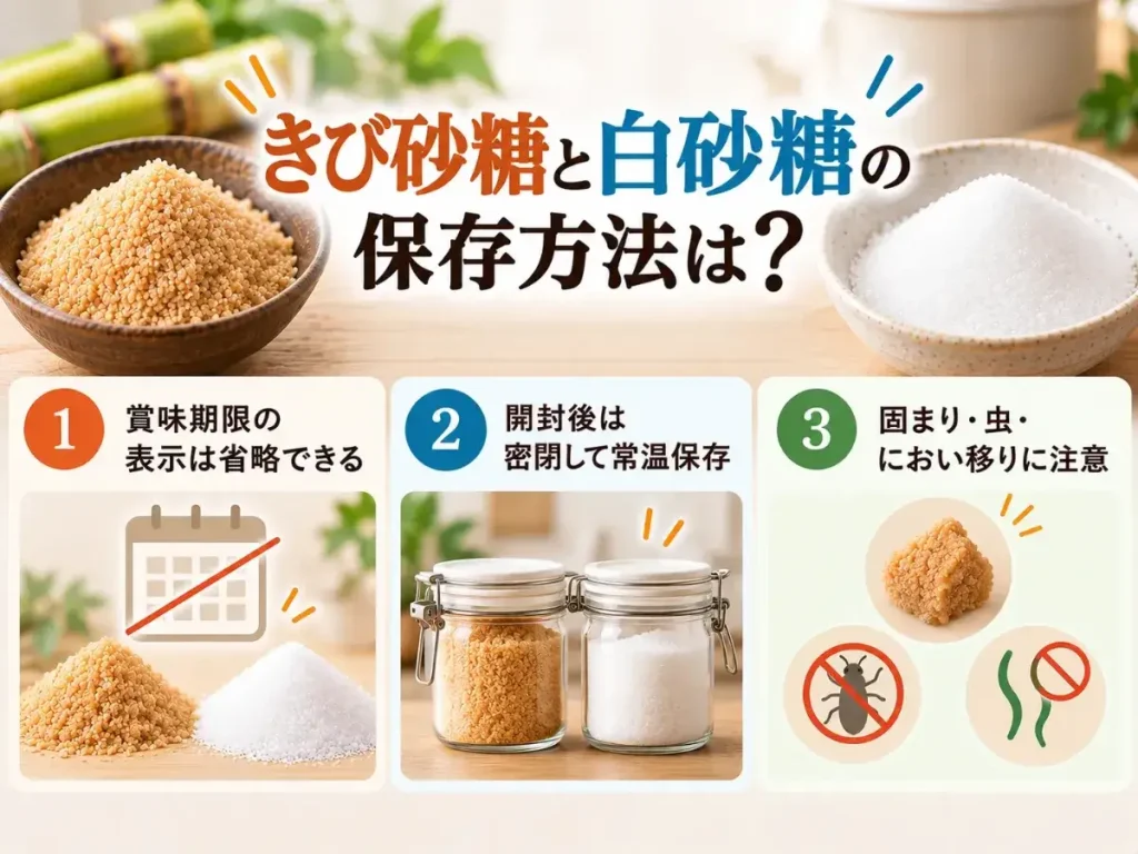きび砂糖と白砂糖の保存方法は？