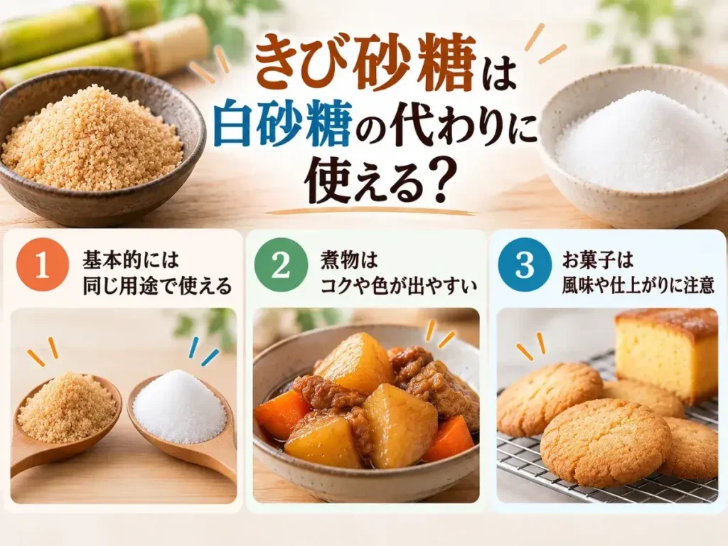きび砂糖は白砂糖の代わりに使える？